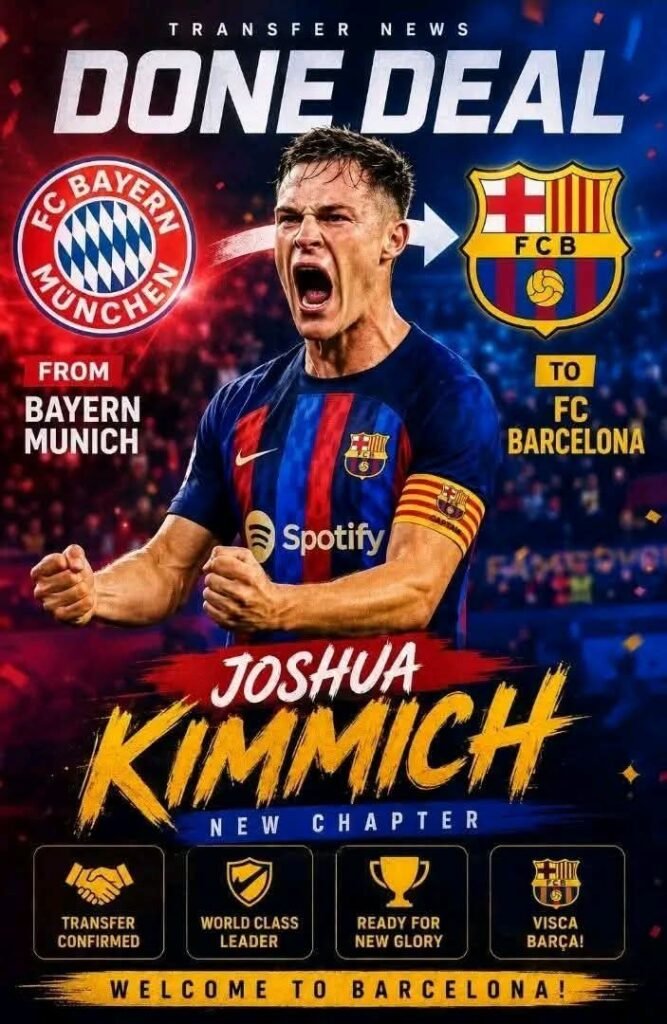 GERADE EBEN: Barcelona verpflichtet Joshua Kimmich vom FC Bayern München? Transfergerücht sorgt für weltweites Aufsehen….
