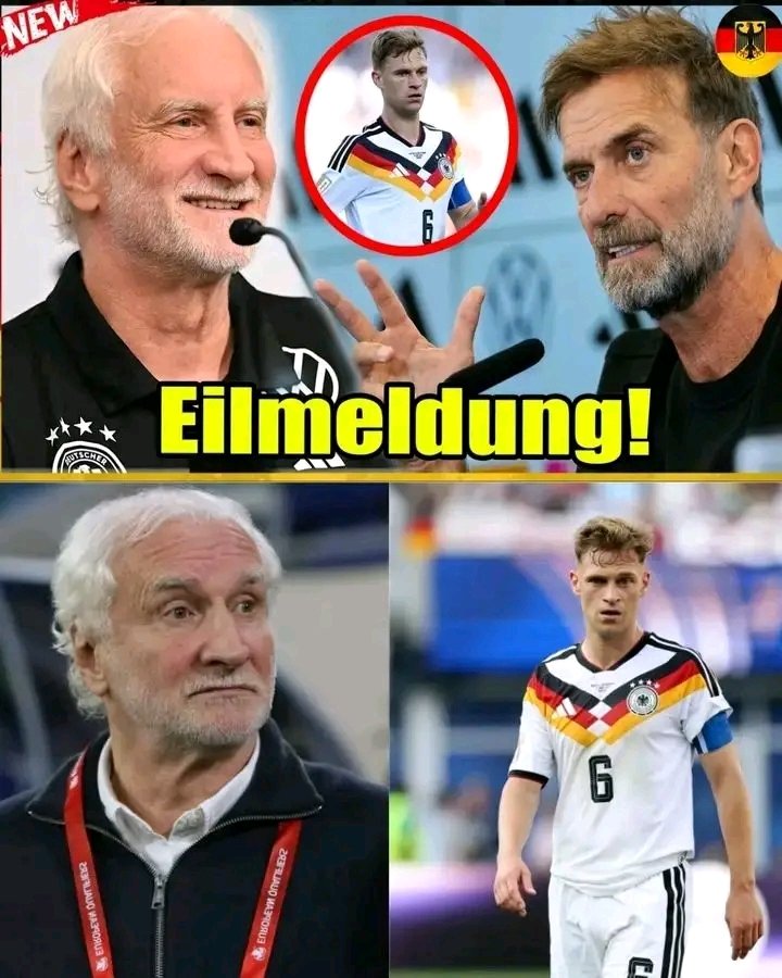 🚨🔥⚽ ENTHÜLLUNG BEIM DFB! RUDI VÖLLER WARNT Jürgen Klopp öffentlich – und sorgt sofort für Diskussionen! Im Mittelpunkt steht die Kapitänsfrage um Joshua Kimmich sowie der Druck, der auf dem neuen Bundestrainer lastet. Ist das nur ein gut gemeinter Rat oder ein erstes Machtzeichen? Was bedeutet das für Klopps Neustart? Alle Details im ersten Kommentar!